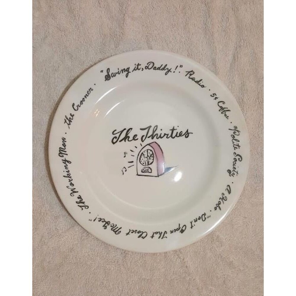 Pottery Barn Plate 8 1/4" The Thirties Salad Dessert Birthday Decade